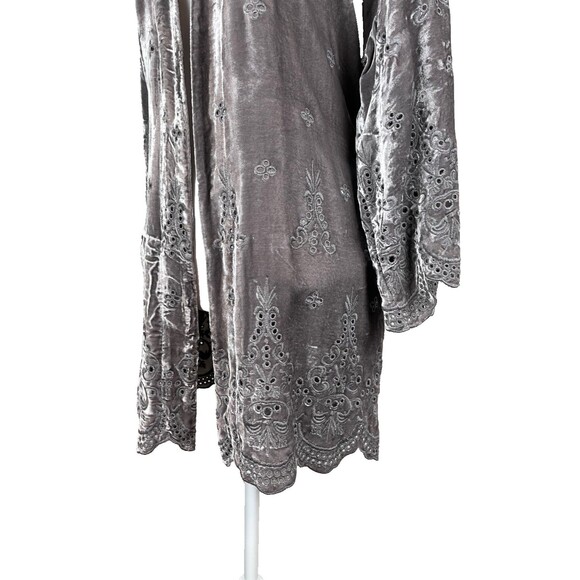 Johnny Was Jade Axel Velvet Silk Eyelet Kimono XS Whimsigoth Vintage Inspired - Picture 5 of 16